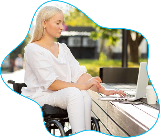 Wheelchair user working
